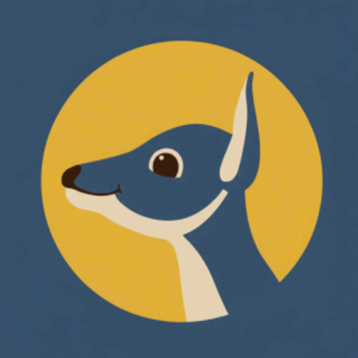 Logo rond La fabrik de la biche bleu et jaunej avec un image bicher